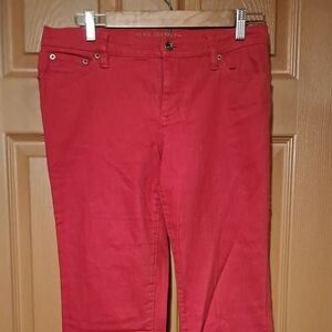 Vibrant Red Straight Leg Jeans for Women